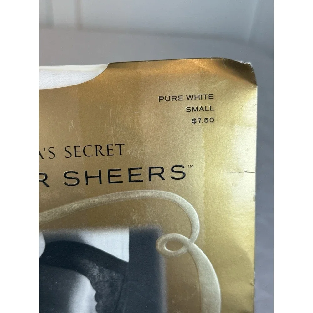 Victoria Secret Glamour Sheers LACE‎ HIGH CUT PANTYHOSE Pure White Small